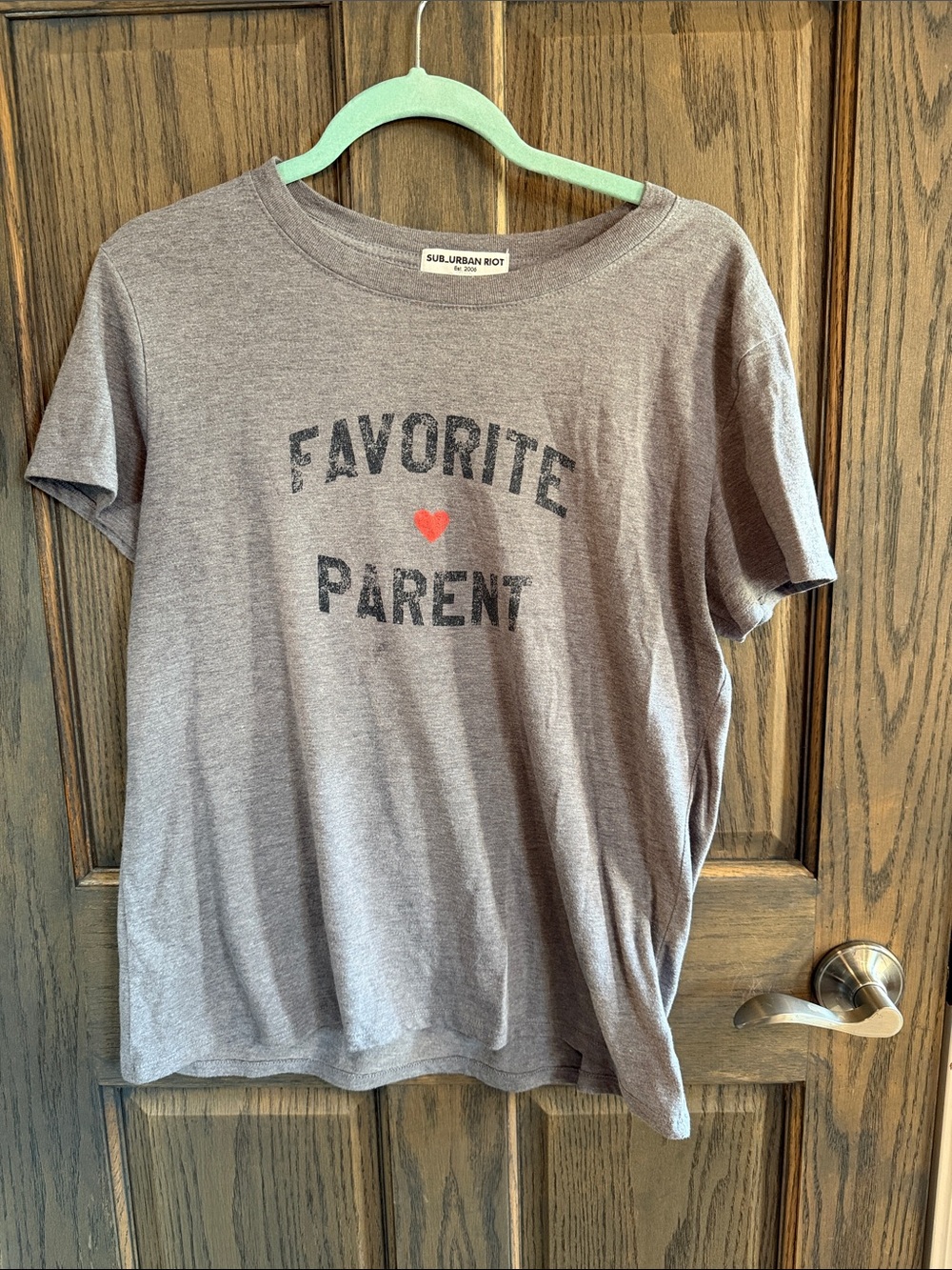 Sub_Urban Riot Gray Tee with Red Heart Graphic